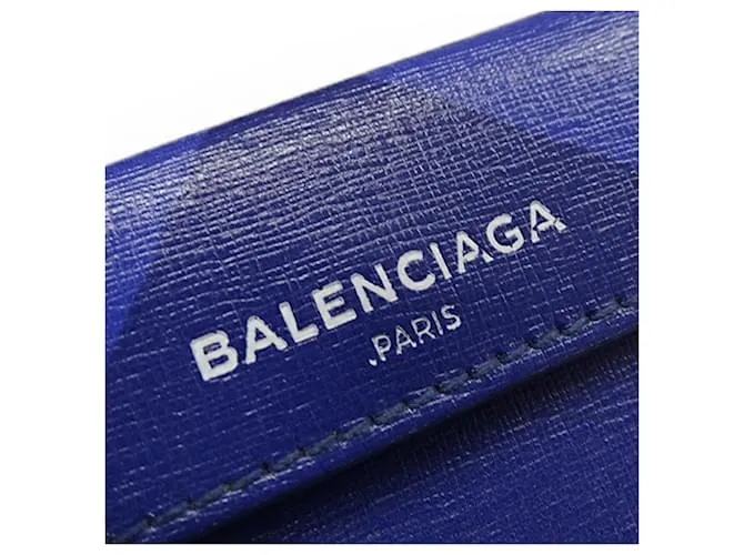 EVERYDAY CARTERA DE CUERO TRIFOLD BALENCIAGA BLANCO AZUL 