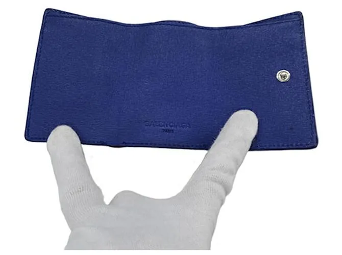 EVERYDAY CARTERA DE CUERO TRIFOLD BALENCIAGA BLANCO AZUL 