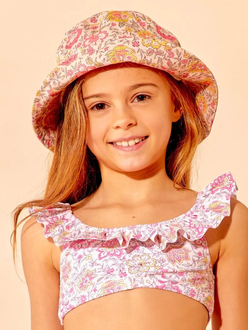 GORRO BUCKET ESTAMPADO DE FLORES  AMARILLO