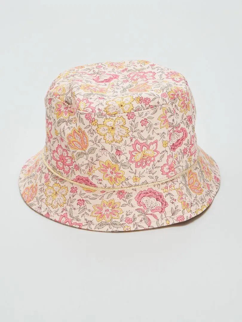 GORRO BUCKET ESTAMPADO DE FLORES  AMARILLO