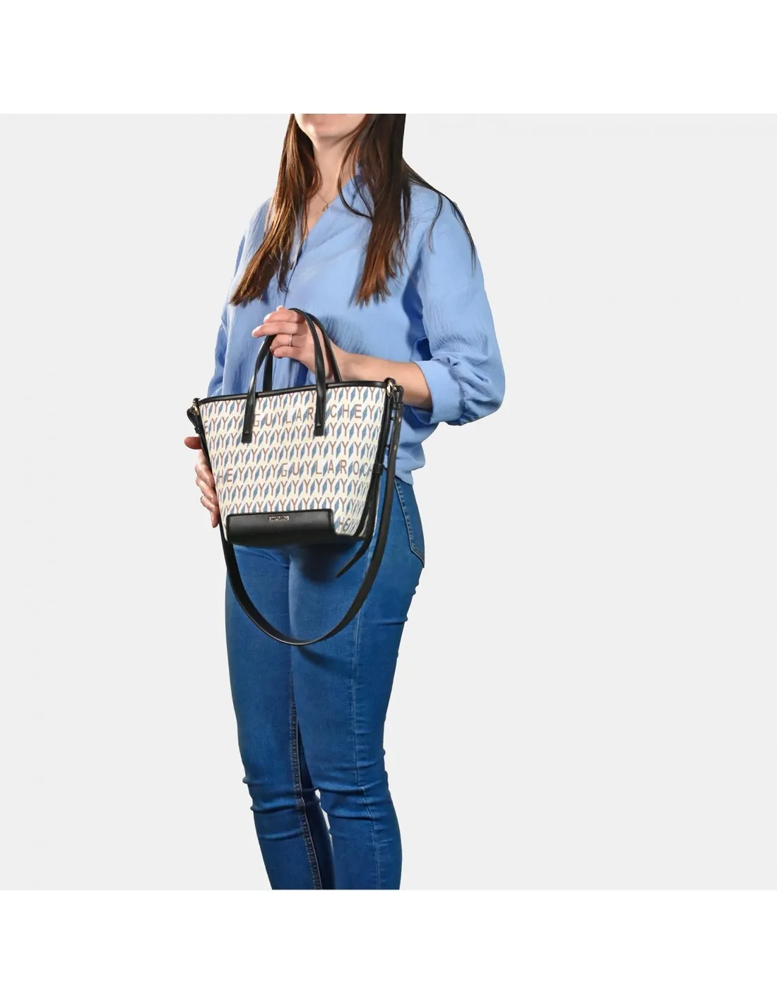 GUY LAROCHE bolso de mano en lona estampada logo