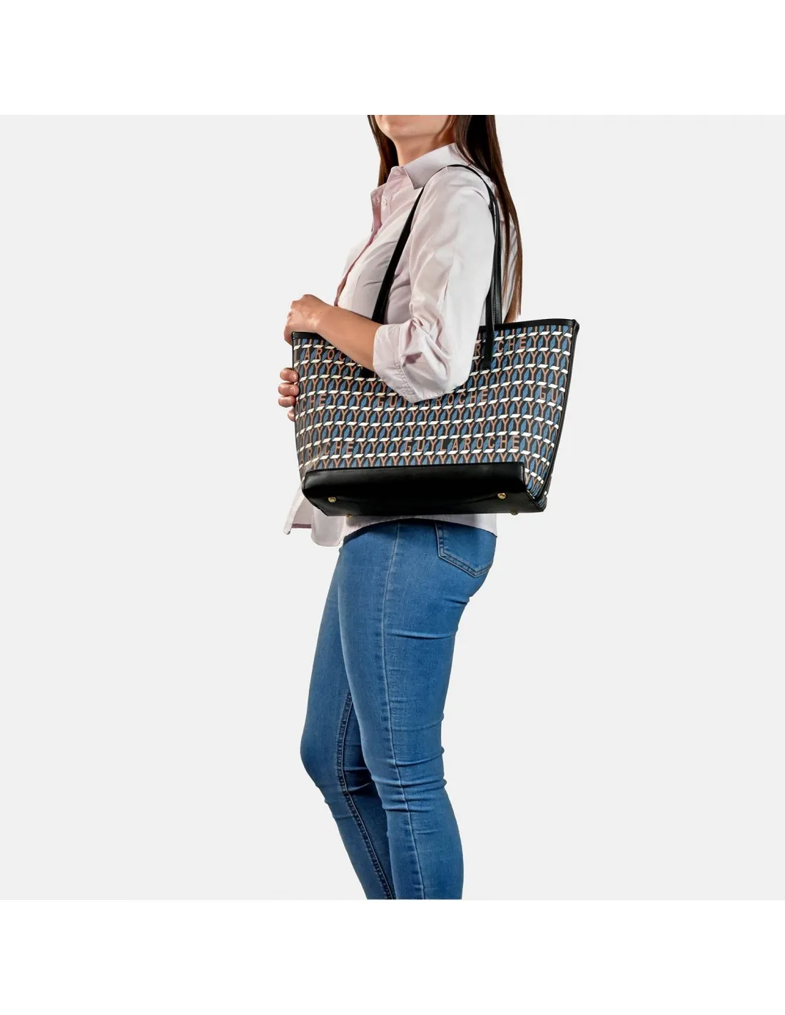 GUY LAROCHE bolso shopping en lona estampada logo