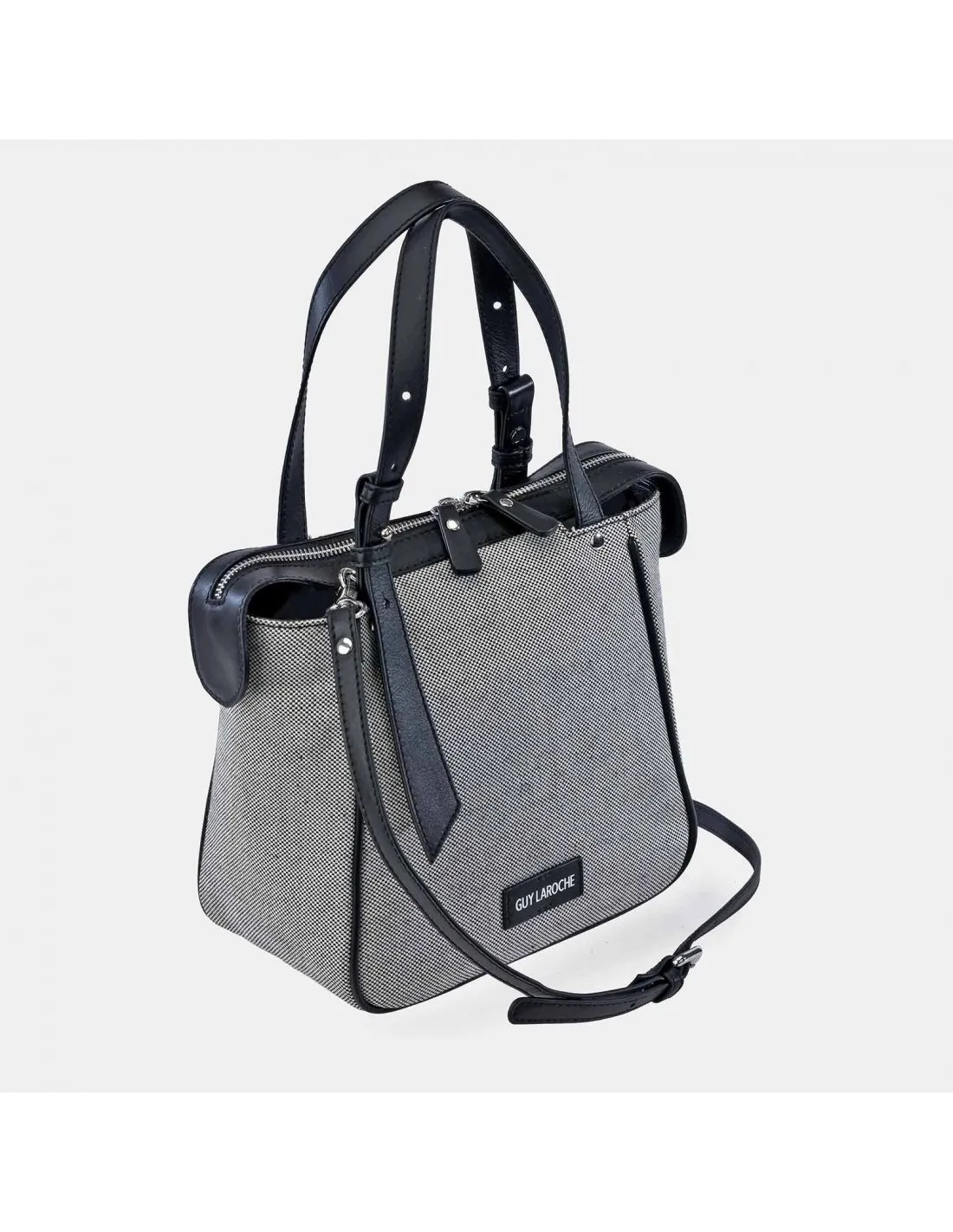 GUY LAROCHE bolso shopping mini en lona y piel