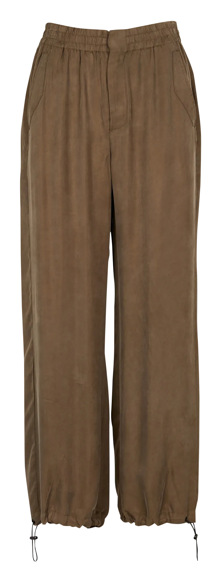 IKKS Pantalón ancho fluido con bajos ajustables en caqui