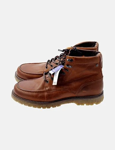 Jack & Jones Botín marrón de cuero