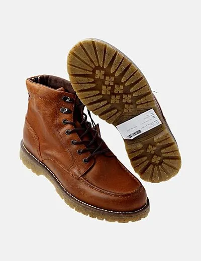 Jack & Jones Botín marrón de cuero