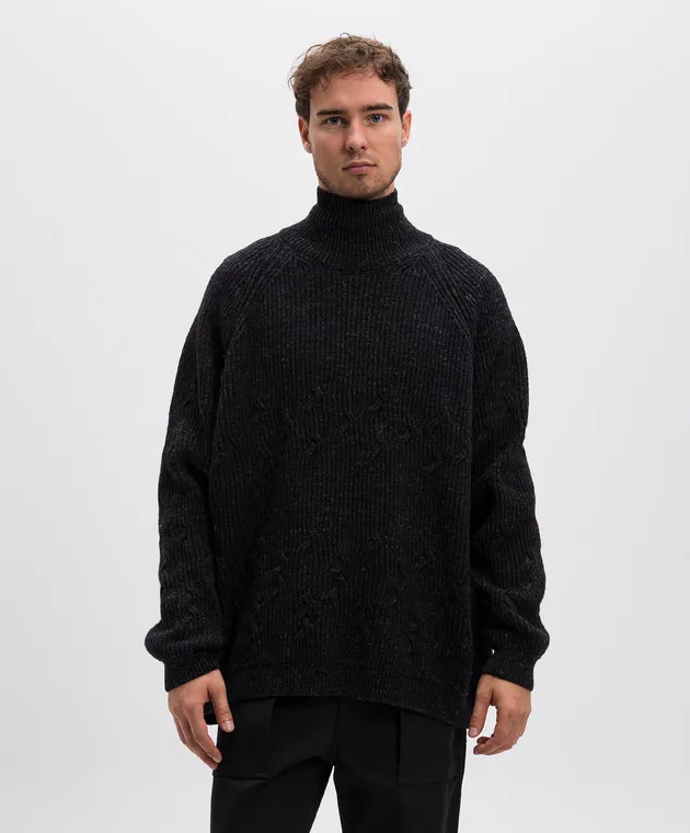 Jan Jan Van Essche Black wool and linen sweater
