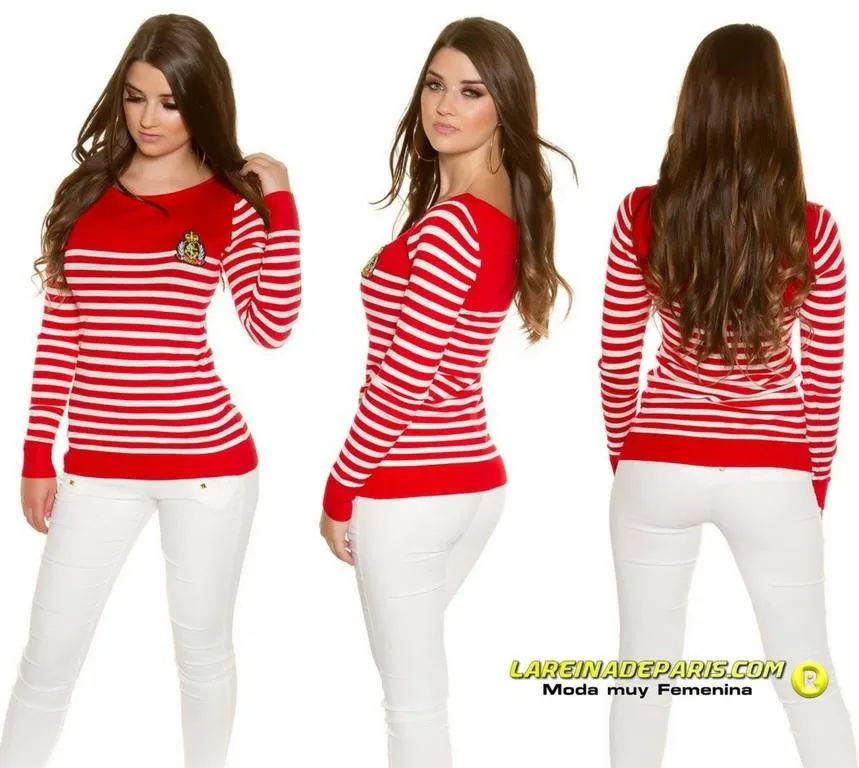 Jersey corto de moda náutico rojo