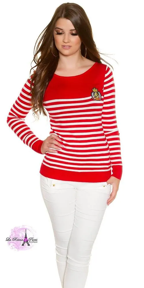 Jersey corto de moda náutico rojo