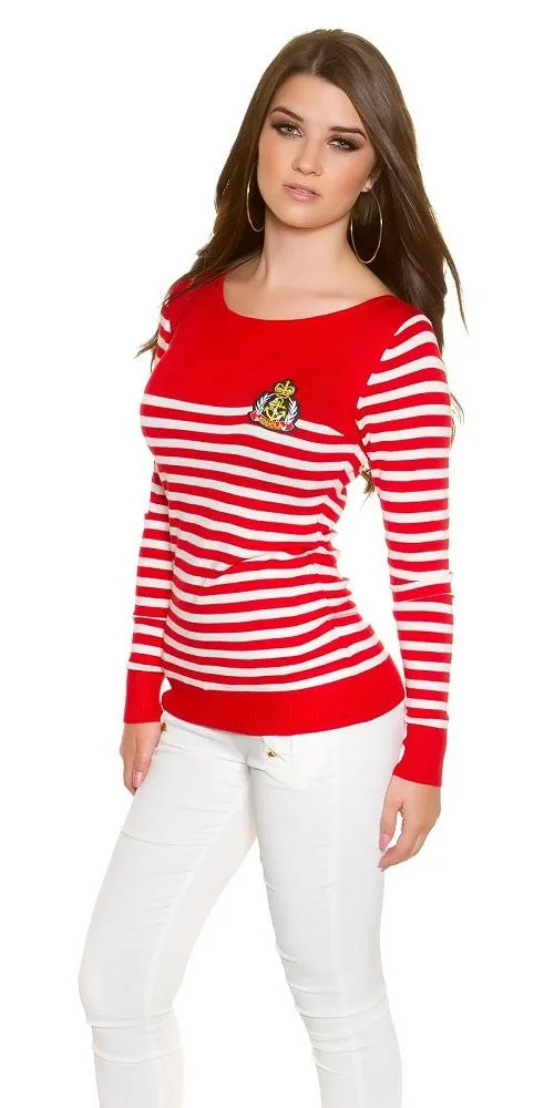 Jersey corto de moda náutico rojo