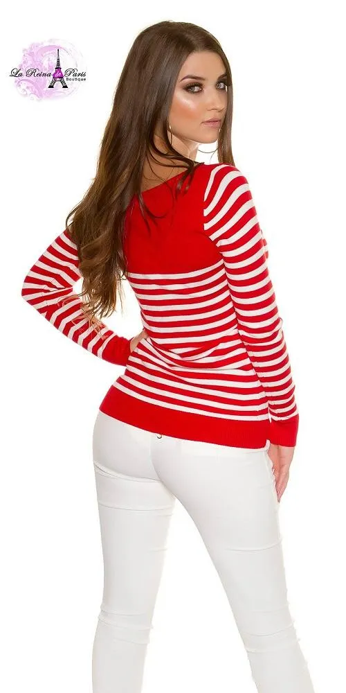Jersey corto de moda náutico rojo