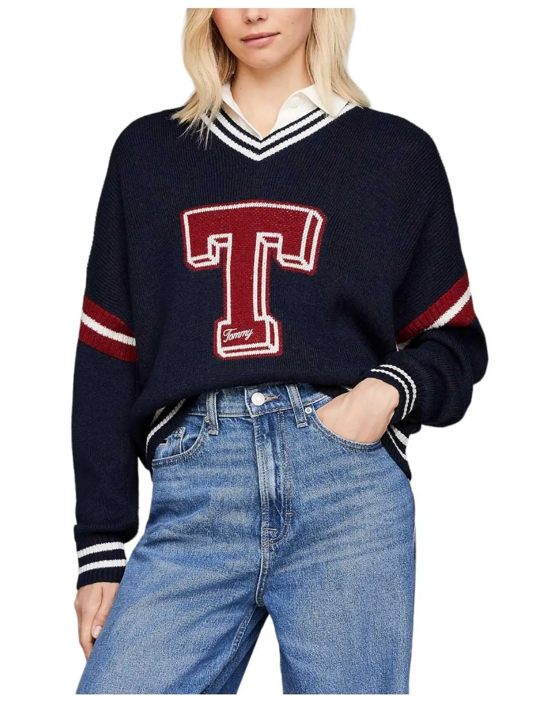 Jersey Letterman Sweater Tommy Jeans