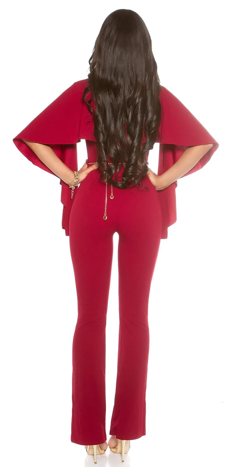 Jumpsuits ajustado de fiesta burdeos