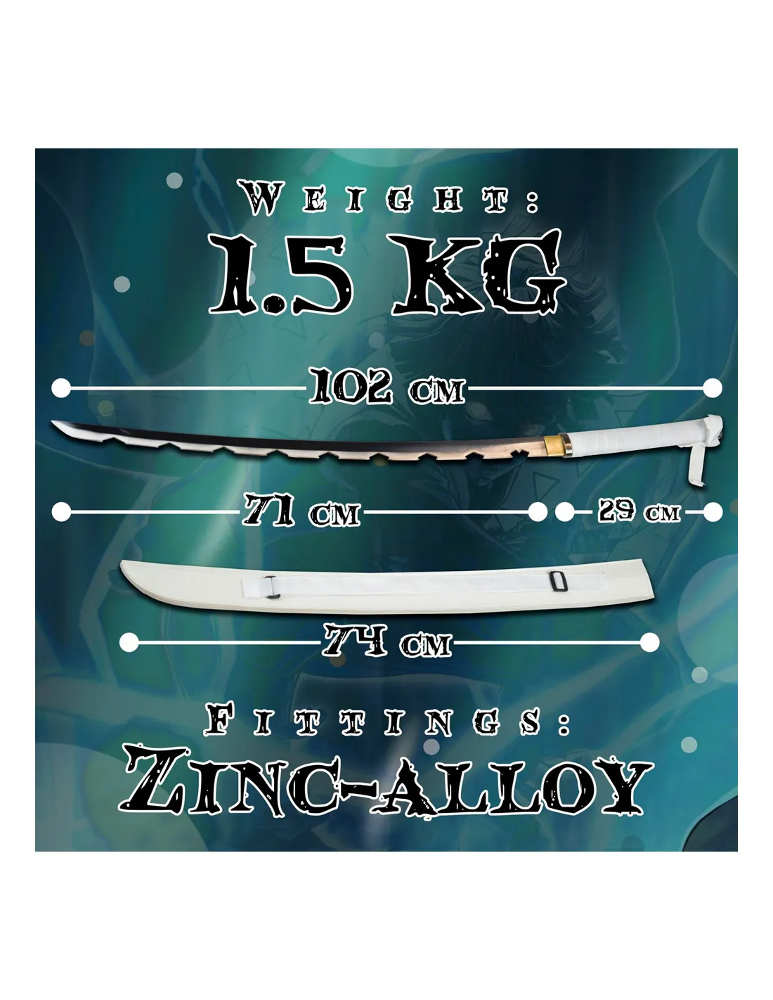 Katana forjada a mano de Hashibira Inosuke, Demon Slayer