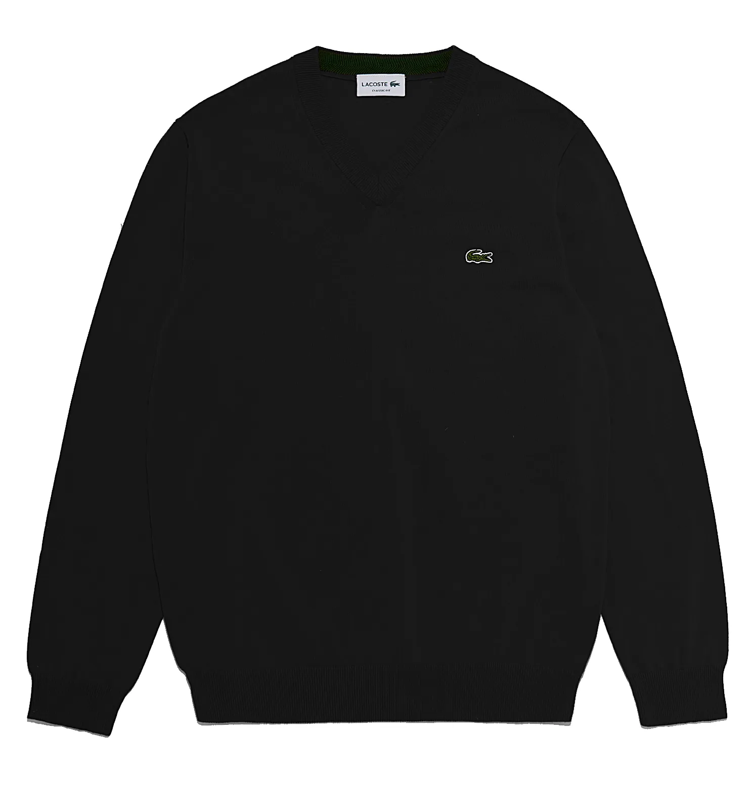 LACOSTE ORGANIC COTTON VNECK SWEATER BLACK