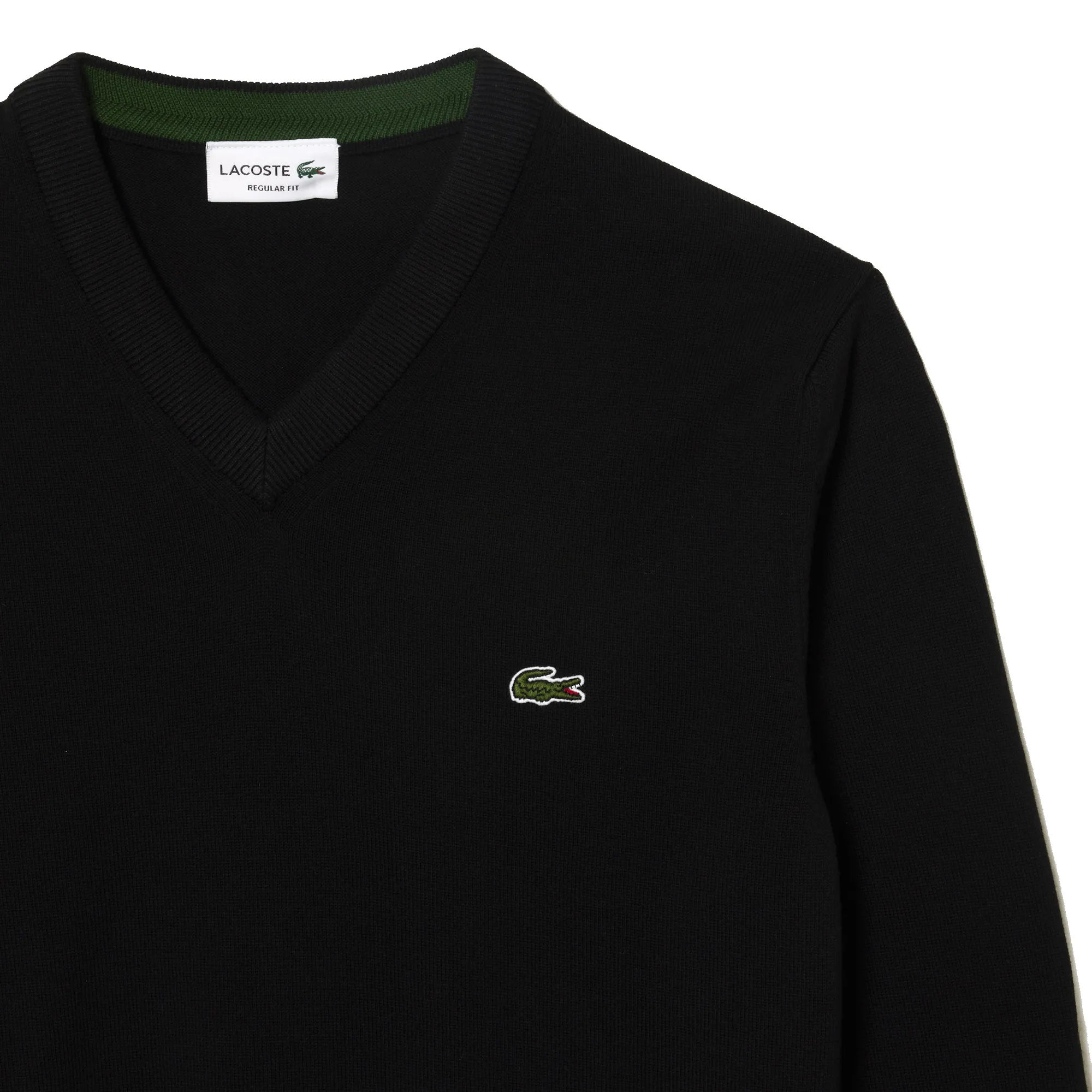 LACOSTE ORGANIC COTTON VNECK SWEATER BLACK