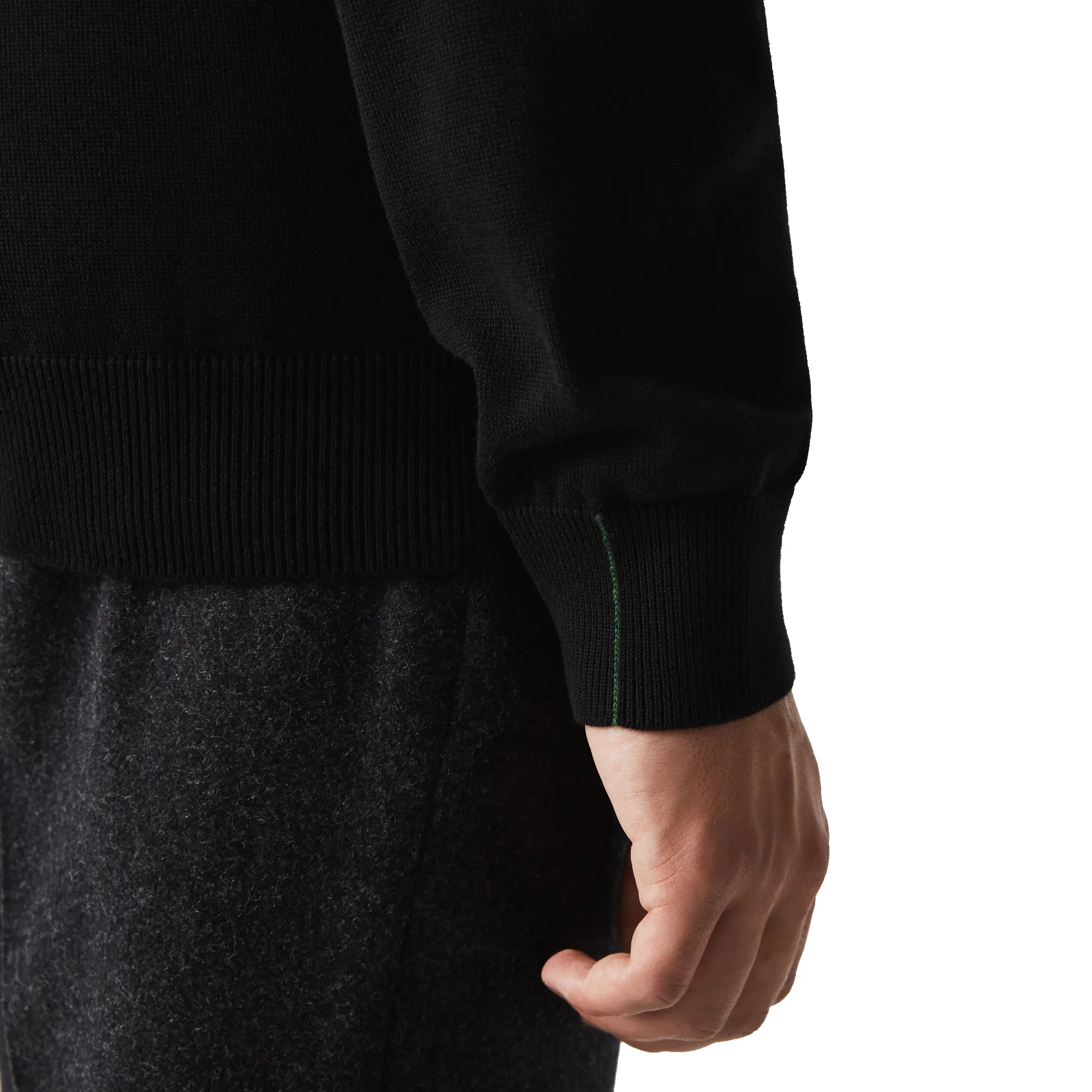 LACOSTE ORGANIC COTTON VNECK SWEATER BLACK