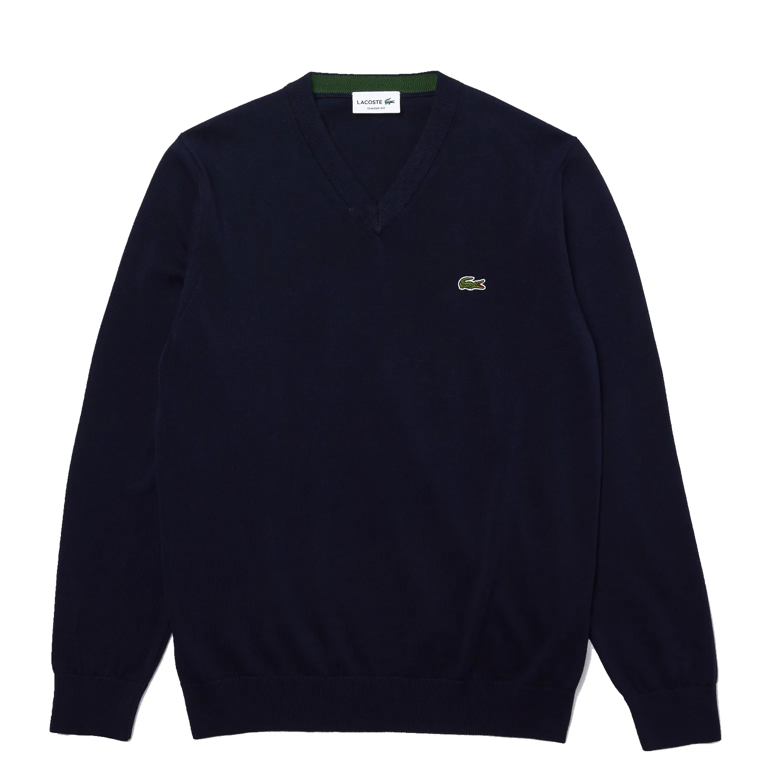 LACOSTE ORGANIC COTTON VNECK SWEATER NAVY