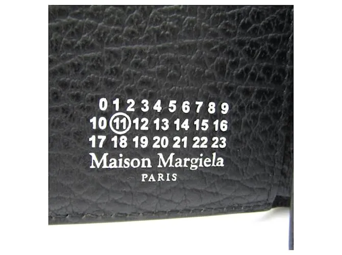 Maison Martin Margiela Cartera de cuero negro de tres pliegues Maison Margiela 