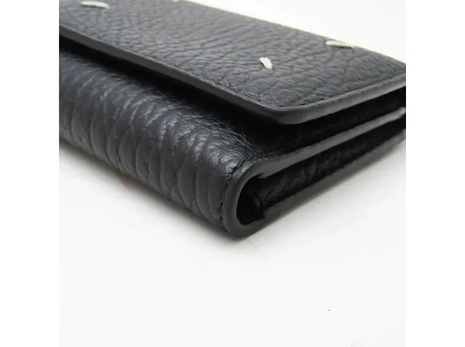 Maison Martin Margiela Cartera de cuero negro de tres pliegues Maison Margiela 