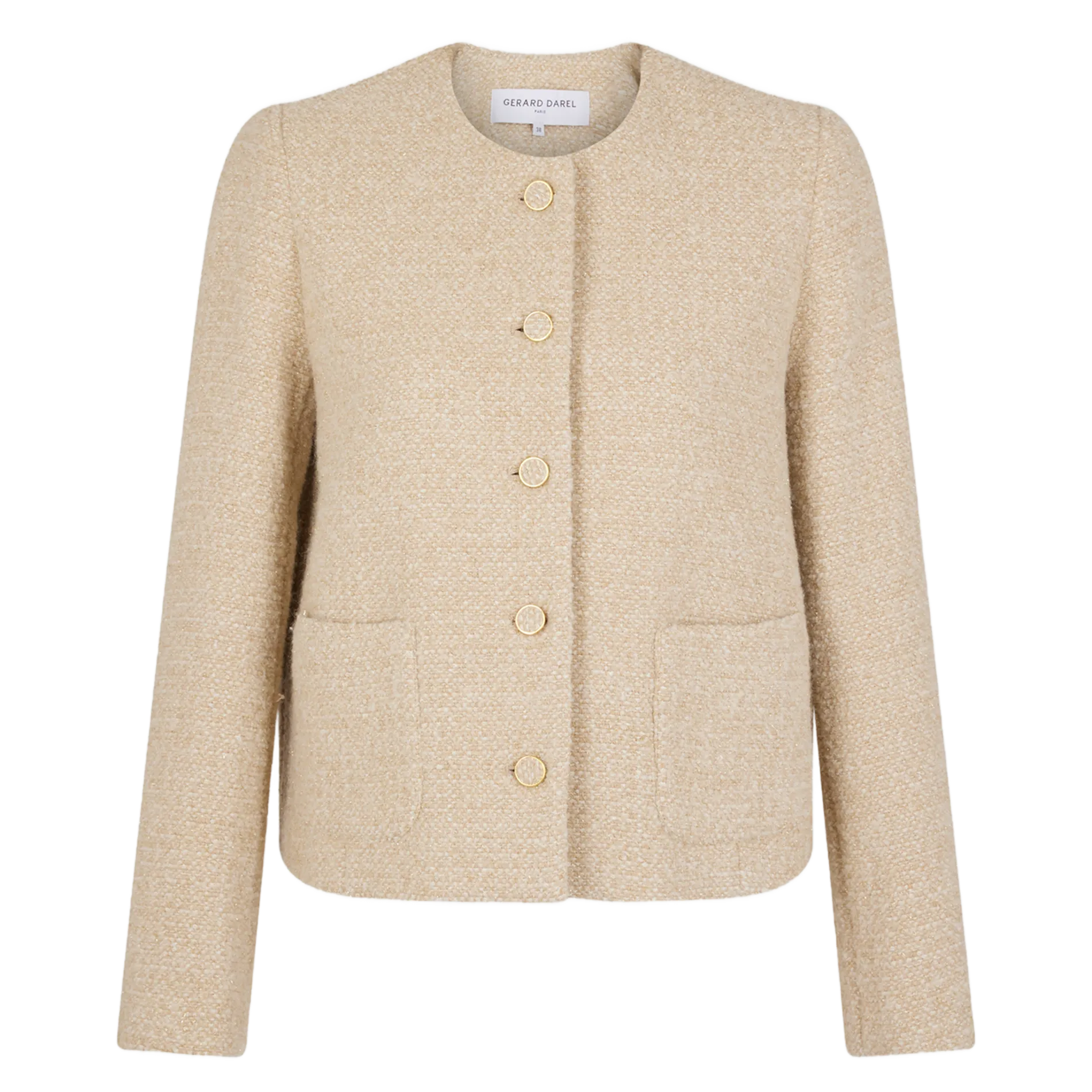MALIA  CHAQUETA RECTA CON CUELLO REDONDO EN BEIGE