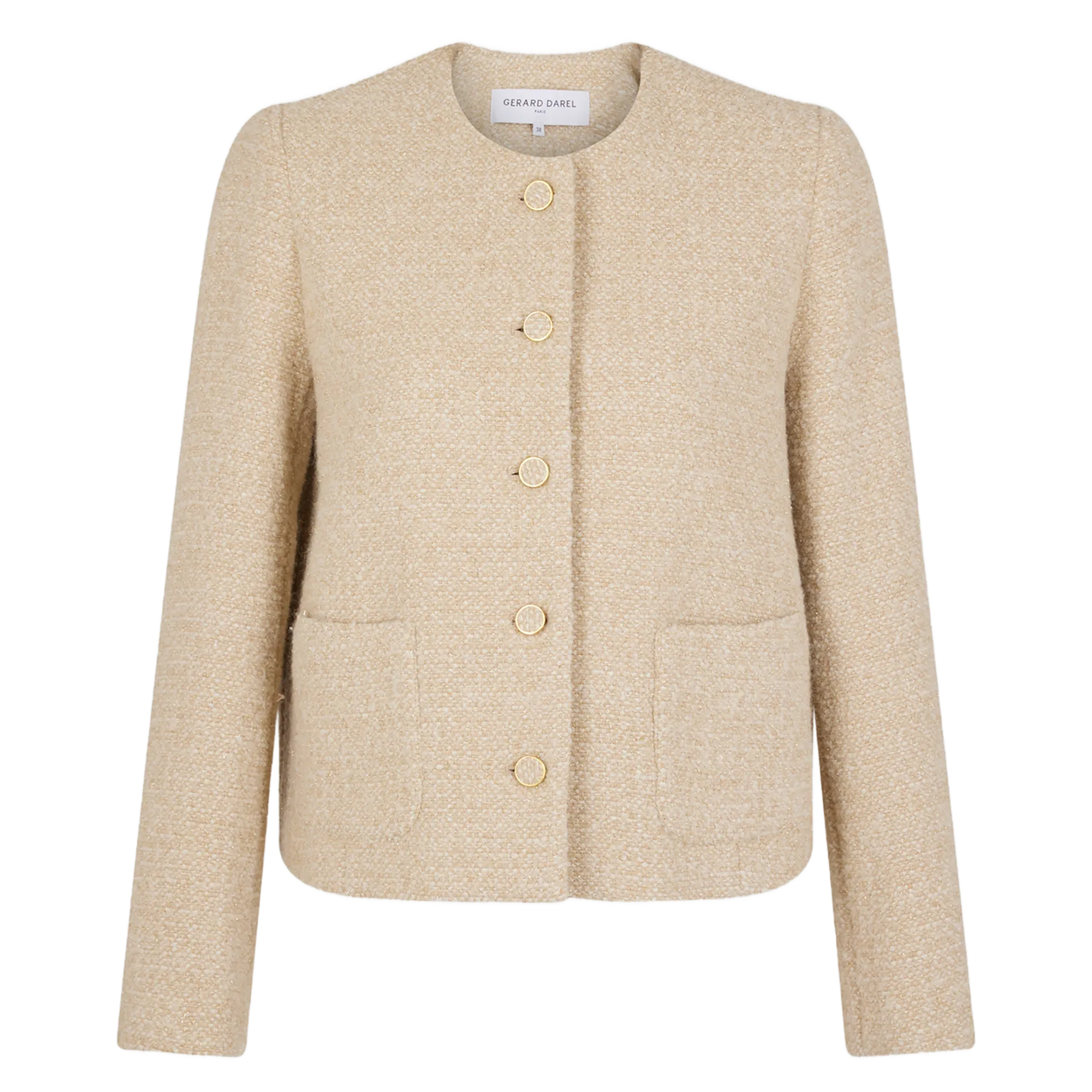 MALIA  CHAQUETA RECTA CON CUELLO REDONDO EN BEIGE