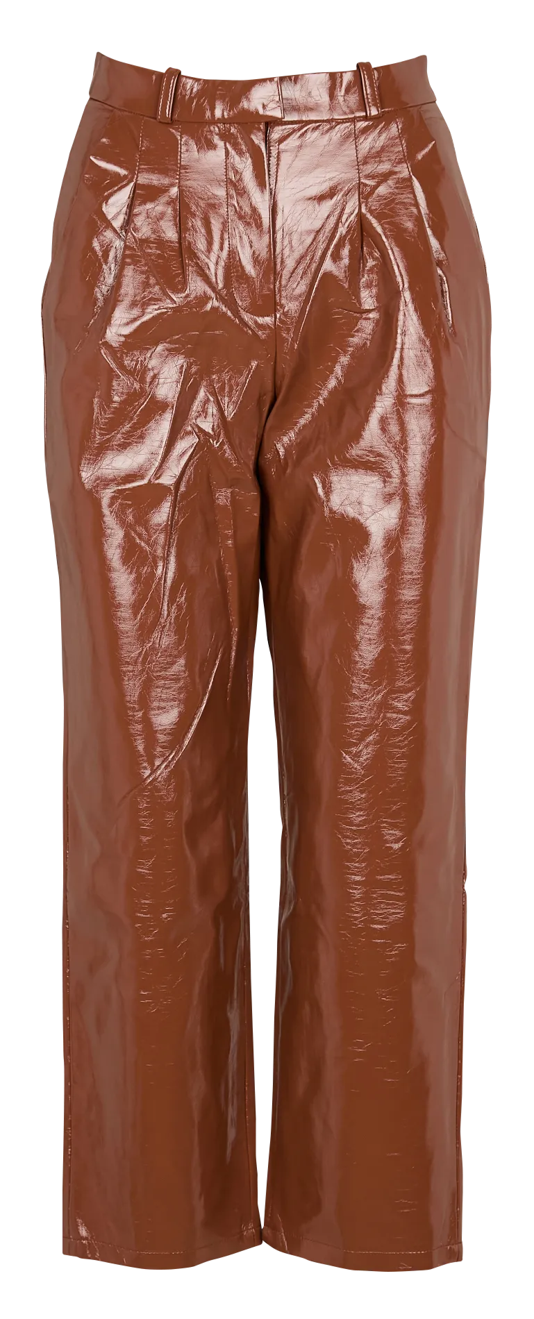 MARIE SIXTINE ADELAIDE  PANTALóN RECTO DE VINILO EN MARRON