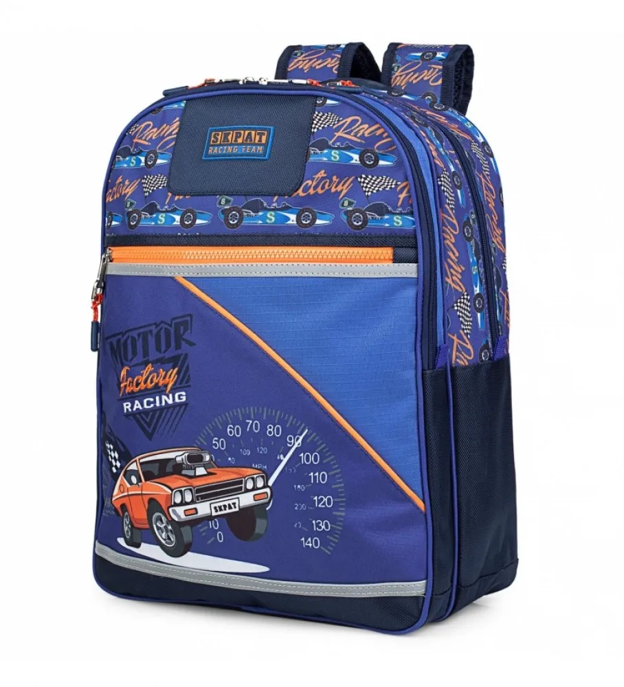 MOCHILA INFANTIL ACOLCHADA Y ESTAMPADA 130901 AZUL 42X33X15CM