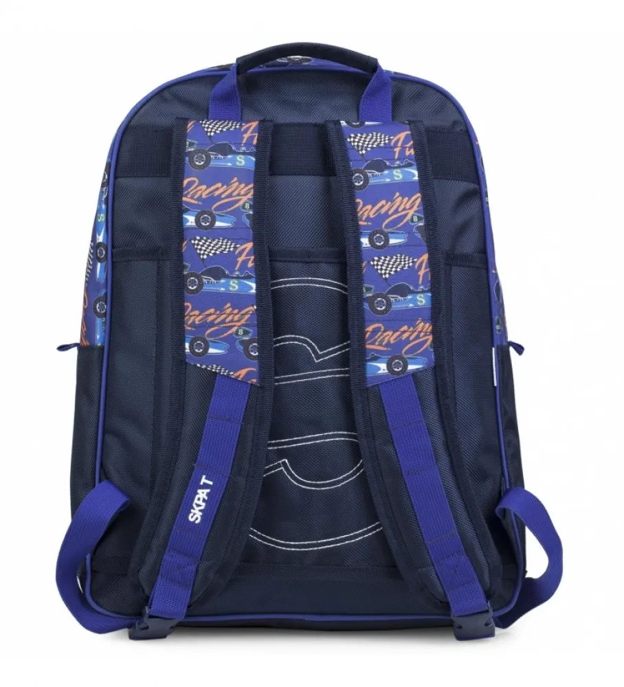 MOCHILA INFANTIL ACOLCHADA Y ESTAMPADA 130901 AZUL 42X33X15CM
