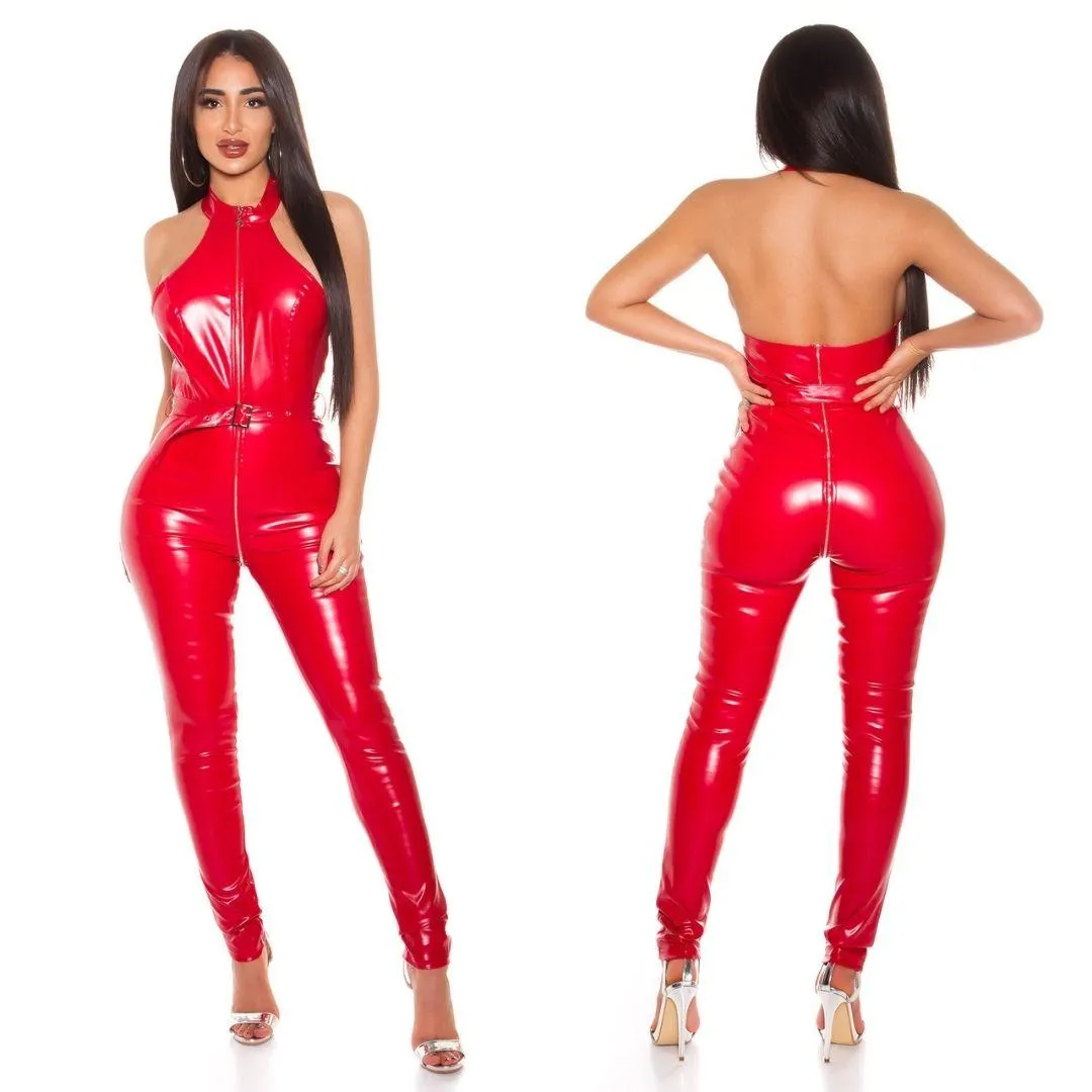 Mono de cuero imitación rojo 