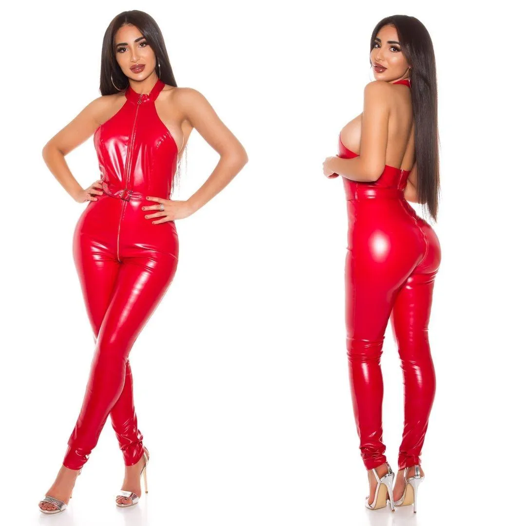 Mono de cuero imitación rojo 