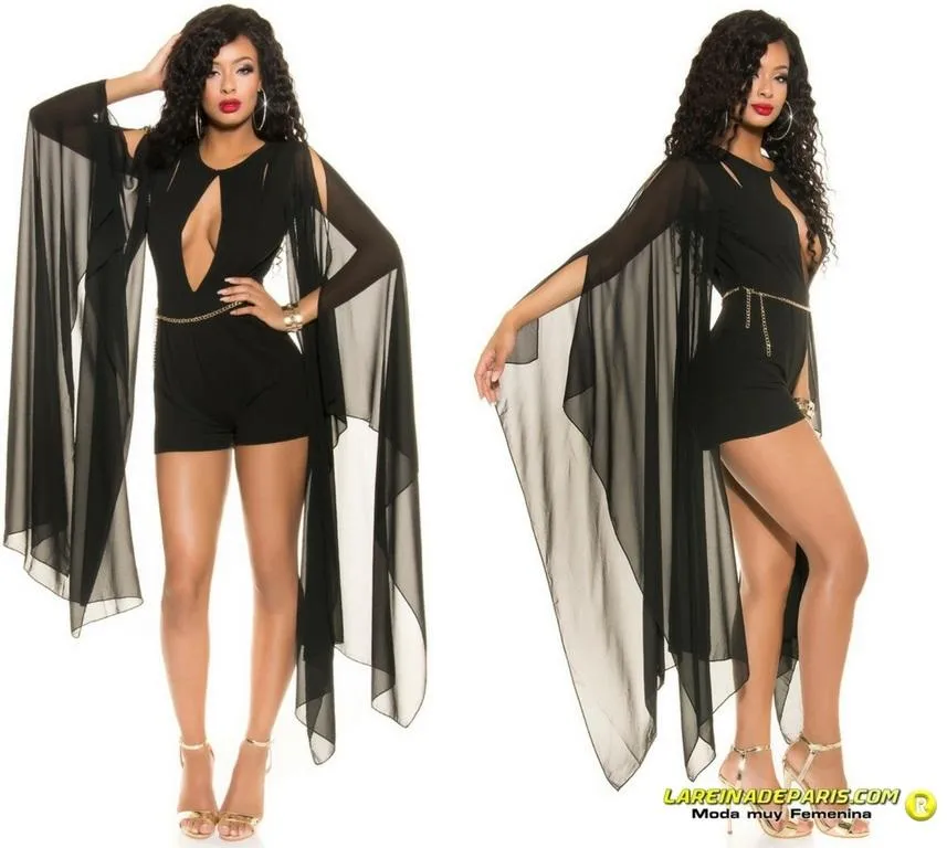 Mono de vestir corto de fiesta negro