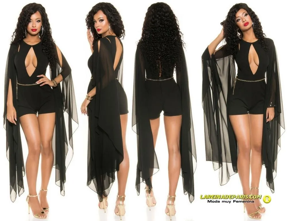 Mono de vestir corto de fiesta negro