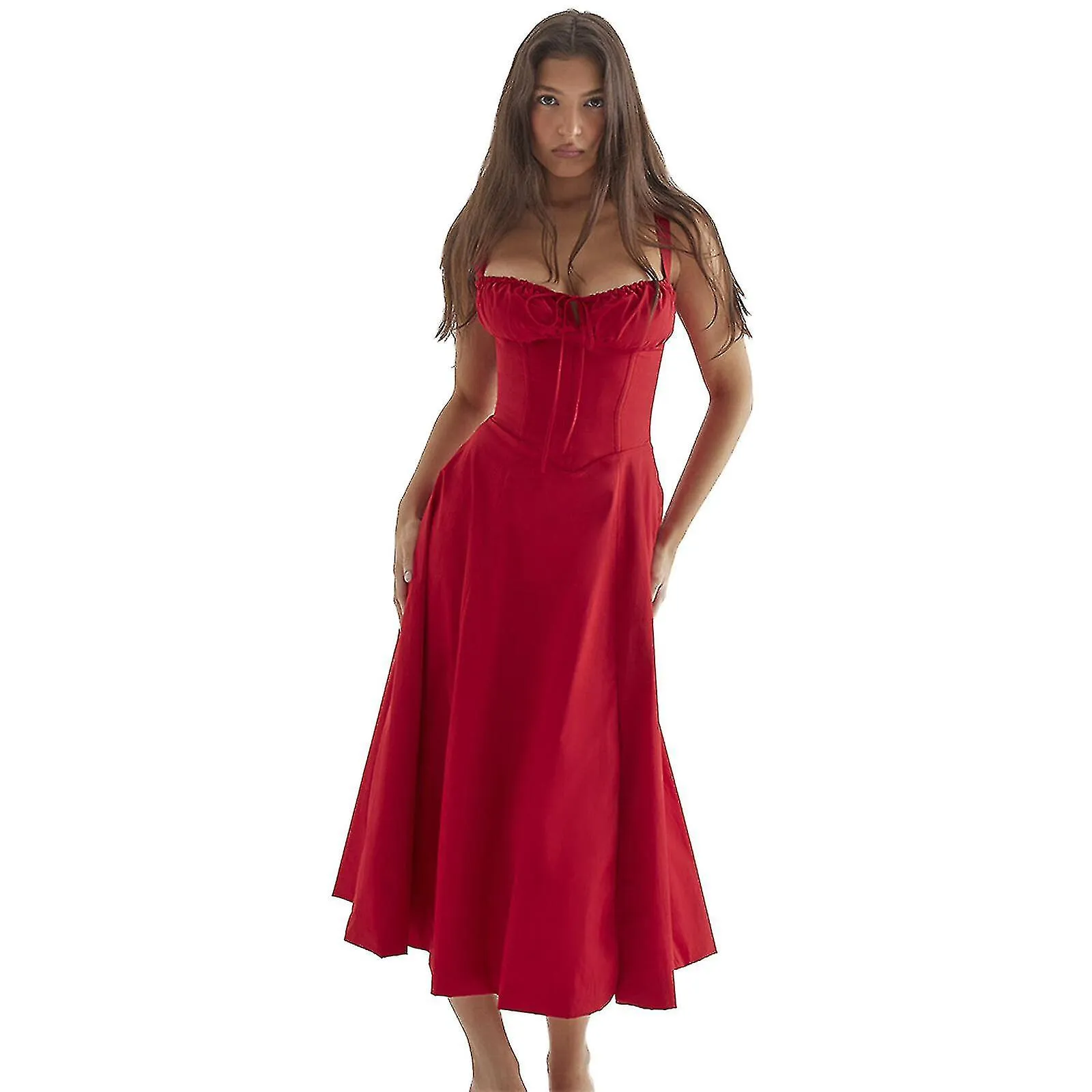 Mujeres Verano Floral Sin Espalda Maxi Vestido Sexy Sin mangas Vestidos de corte bajo Bodycon Spaghetti Strap Vestido largo, 40%