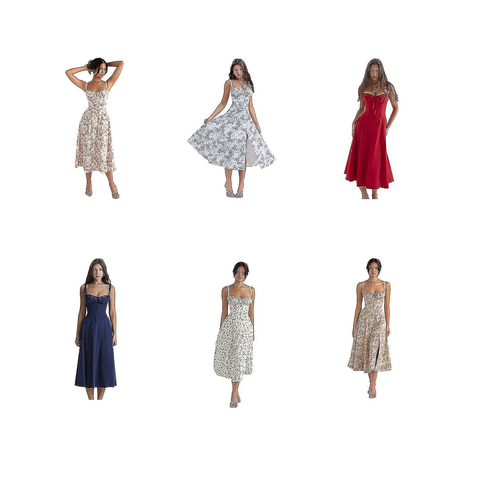 Mujeres Verano Floral Sin Espalda Maxi Vestido Sexy Sin mangas Vestidos de corte bajo Bodycon Spaghetti Strap Vestido largo, 40%