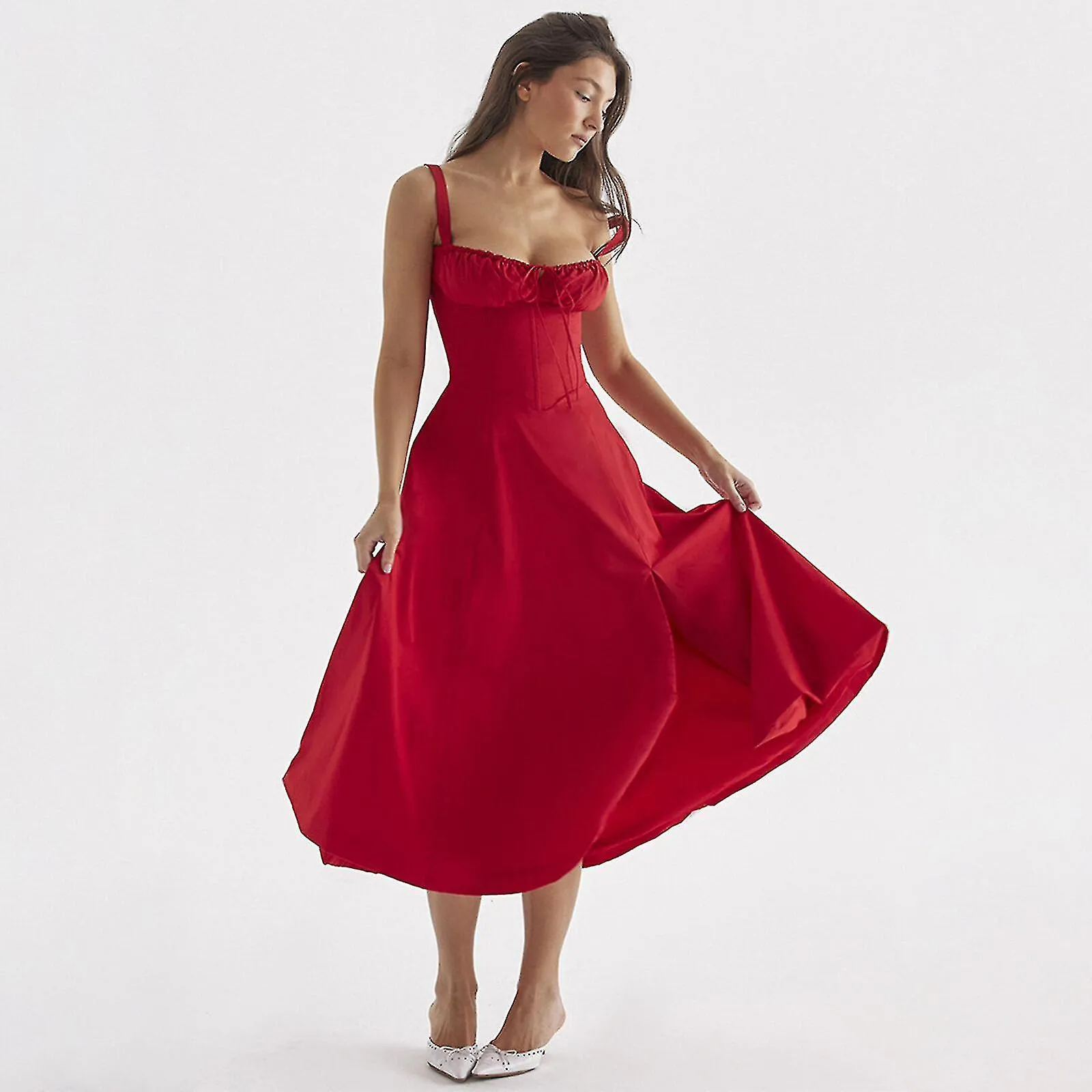 Mujeres Verano Floral Sin Espalda Maxi Vestido Sexy Sin mangas Vestidos de corte bajo Bodycon Spaghetti Strap Vestido largo, 40%