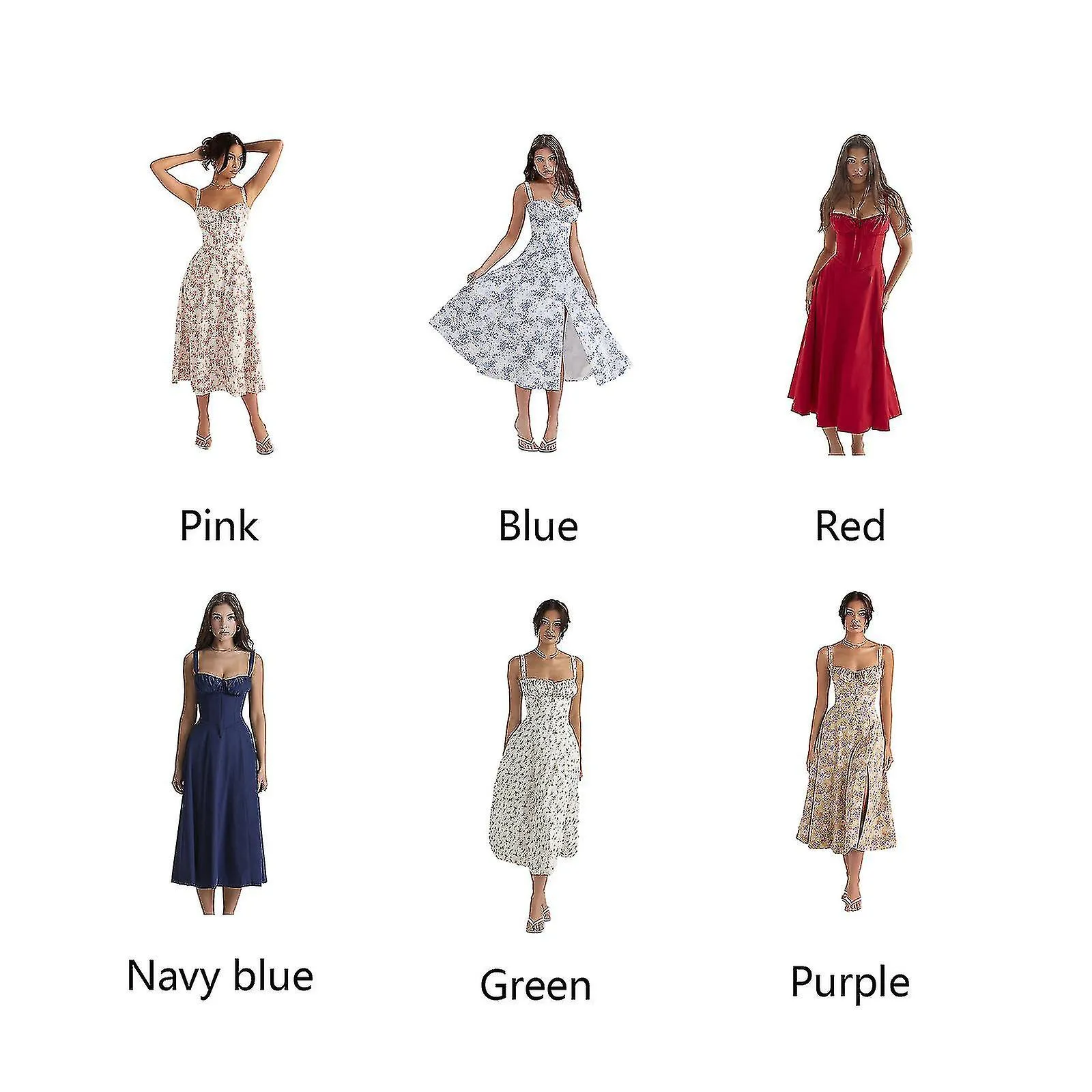 Mujeres Verano Floral Sin Espalda Maxi Vestido Sexy Sin mangas Vestidos de corte bajo Bodycon Spaghetti Strap Vestido largo, 40%