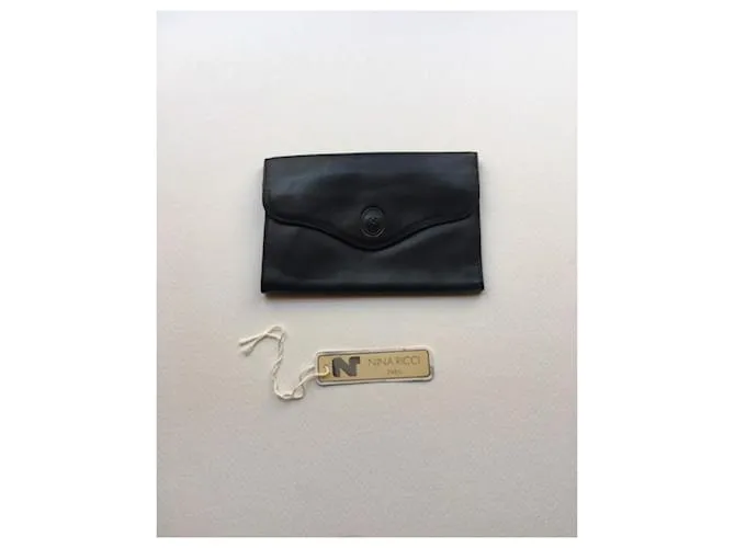 Nina Ricci Vintage Cartera de cuero negro 