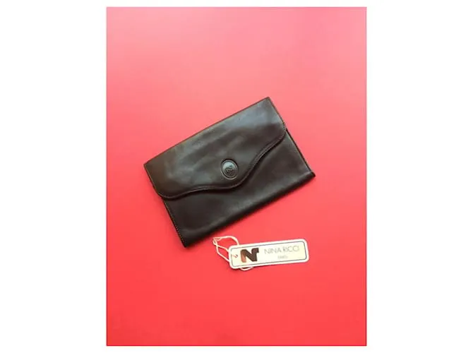 Nina Ricci Vintage Cartera de cuero negro 