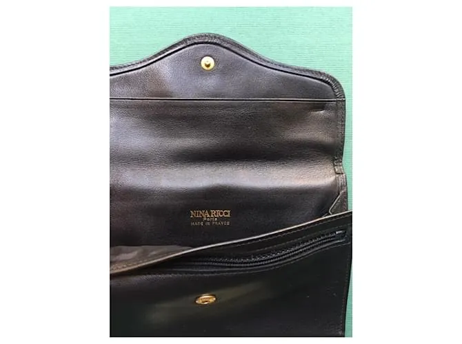 Nina Ricci Vintage Cartera de cuero negro 