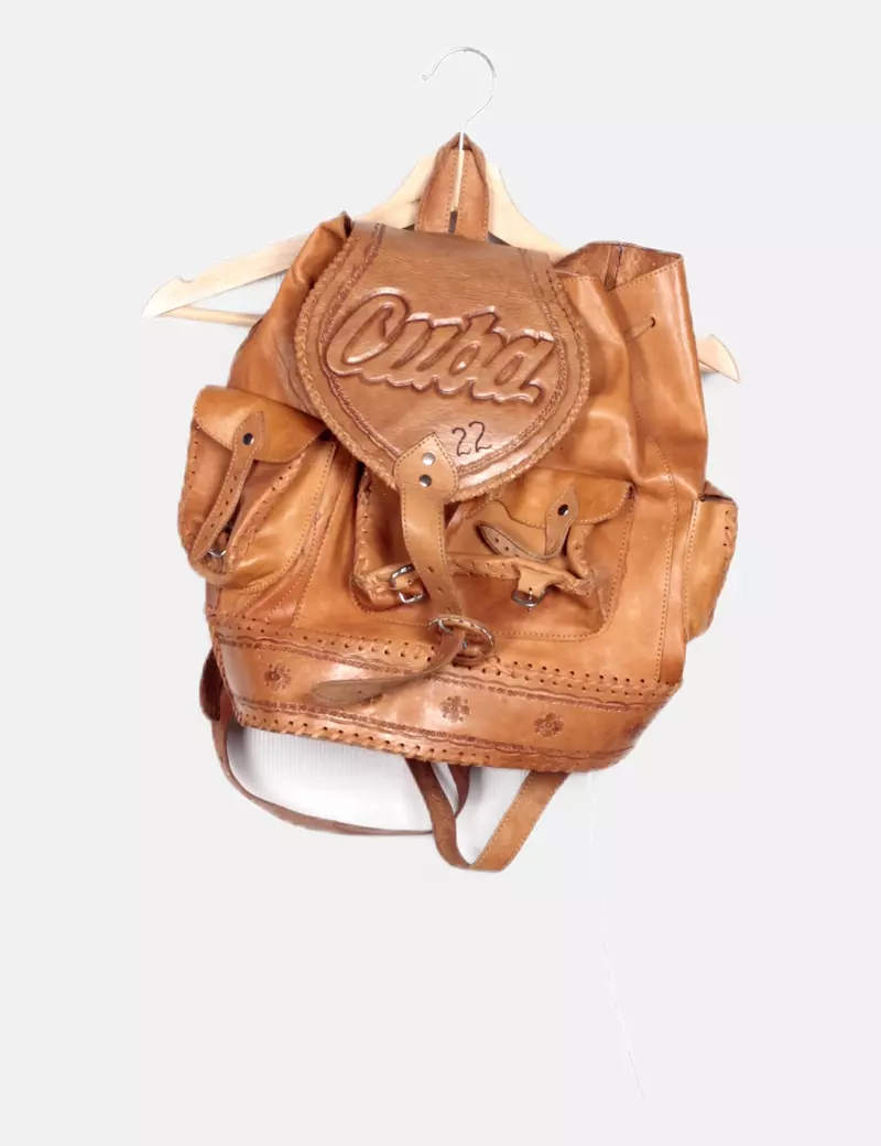 NoName Mochila de cuero marrón