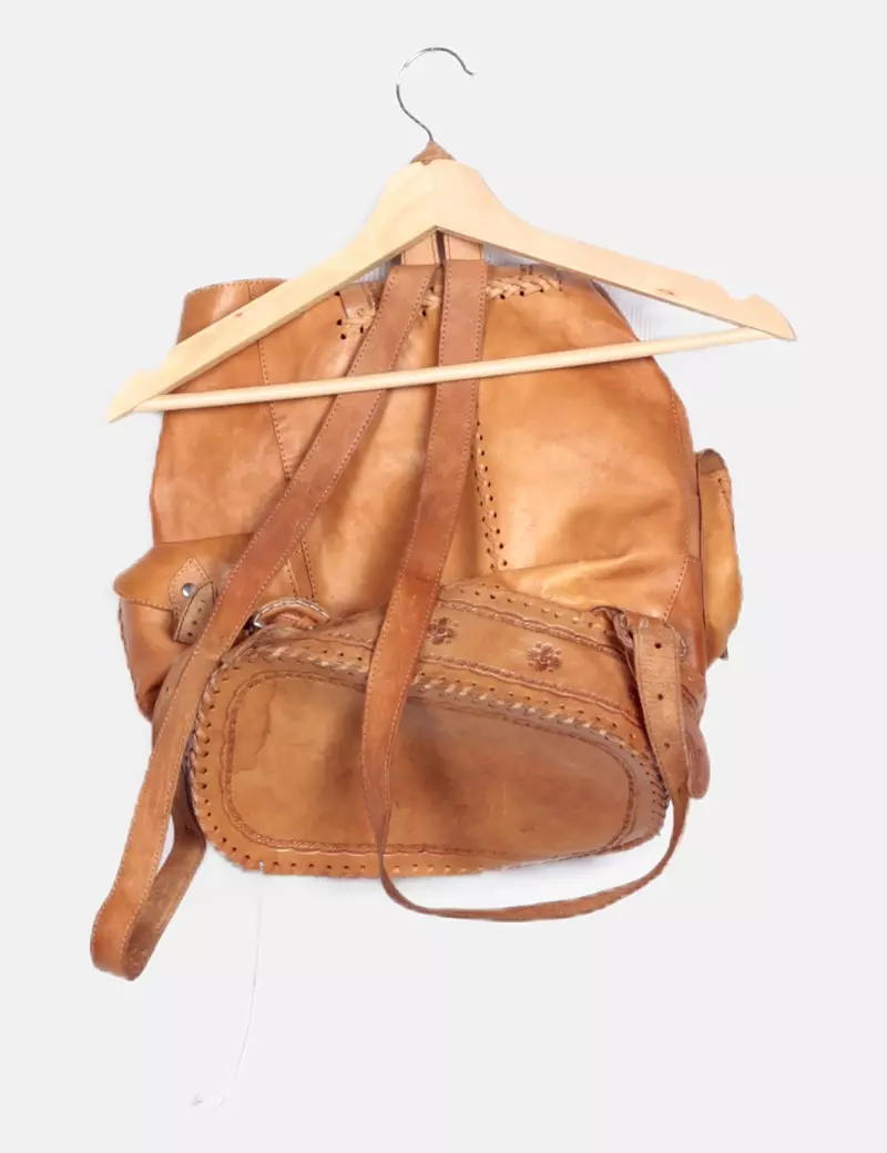 NoName Mochila de cuero marrón
