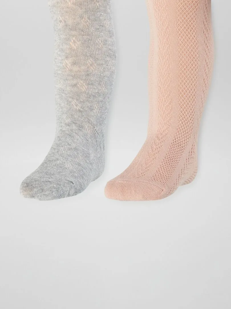 PACK DE 2 MEDIAS DE PUNTO TRENZADO  GRIS
