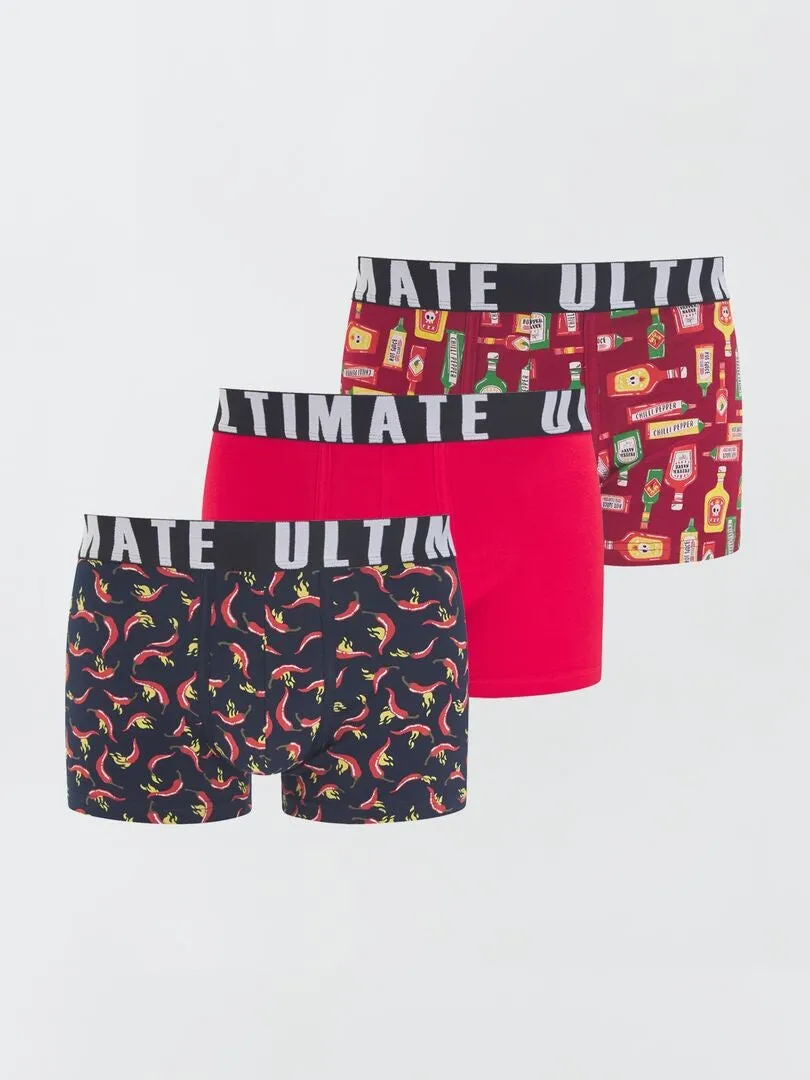 PACK DE 3 BOXERS DE FANTASíA  ROJO