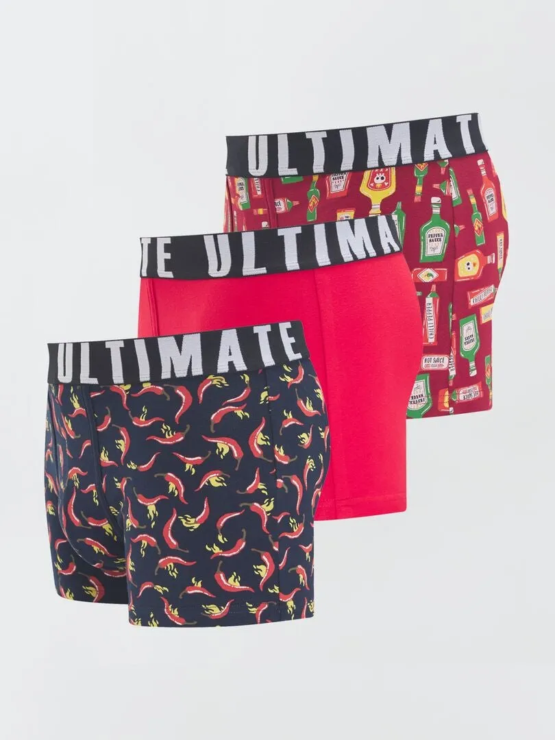 PACK DE 3 BOXERS DE FANTASíA  ROJO