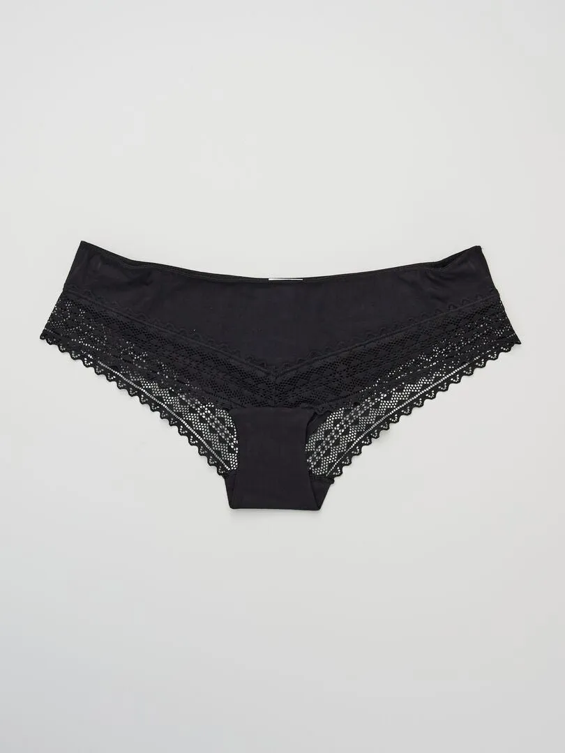 PACK DE 3 CULOTTES DE ALGODóN Y ENCAJE  NEGRO