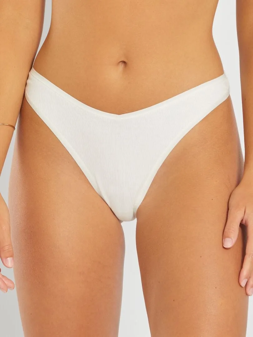 PACK DE 3 TANGAS DE ALGODóN DE CANALé FINO  BEIGE