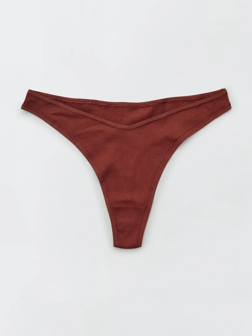 PACK DE 3 TANGAS DE ALGODóN DE CANALé FINO  BEIGE