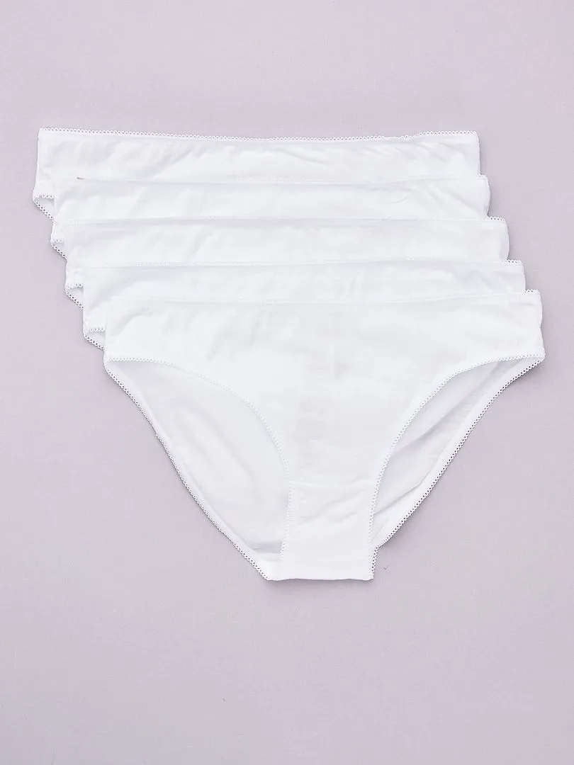 PACK DE 5 BRAGUITAS DE ALGODóN LISO  BLANCO