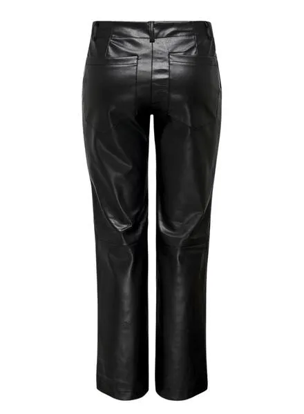 Pantalones Only Penna Idina Polipiel Negro Mujer